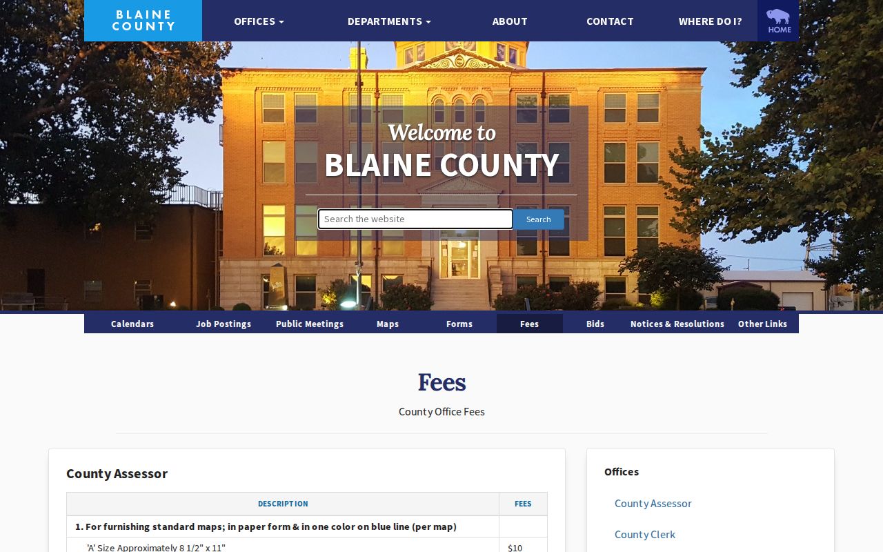 Blaine County warrant records fee reference for a court request